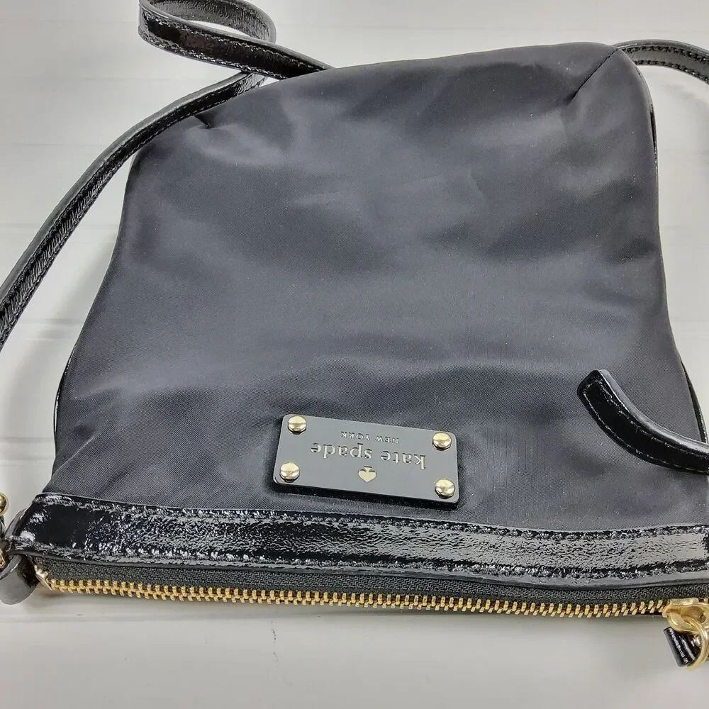 Kate Spade NY Nylon Crossbody Shoulder Handbag Purse Black